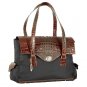 The Ives Laptop Bag in Brandy Leather (Brown Mock Croc) by Frances & Grace