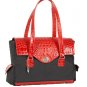 The Ives Laptop Bag in Crimson Leather (Red Mock Croc) by Frances & Grace