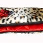 Cheetah faux fur pin-up wallet wristlet with rose rockabilly