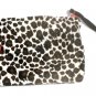 Leopard faux fur pin-up wallet wristlet with rose rockabilly w/zipper Big enough 4 Make-up