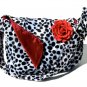 * Dalmation faux fur w/rose Large Diaper bag, Messenger Purse w/adjustable handles