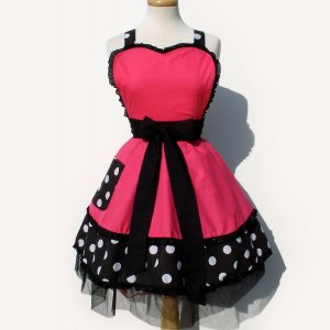 Pink Polka Dot Deluxe Full Apron
