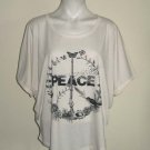 Peace Sign  - Tank Top T-Shirt Batwing in Cream/ Natural Color