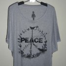 Peace Sign  - Oversize Tank Top T-Shirt Batwing in Grey