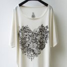 Blossom Heart - Oversize Top T-Shirt Batwing in Cream