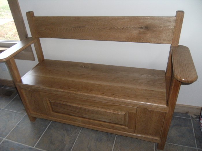 Heirloom Handmade Oak wood blanket bench or foyer seat