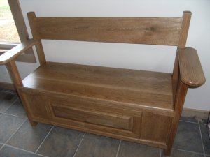 Heirloom: Handmade Oak wood blanket bench or foyer seat