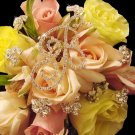 Gold Crystal Letter "A-Z" & 6 Bouquet Crystal Swirls (Item Style Number: BQ Letter 3 Sets BQ Swirls)