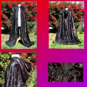 Black Lined Panne Crushed Velvet Cloaks