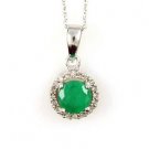 Natural .54ct Emerald Diamond Pendant 10KT White Gold