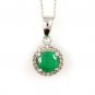 Natural .54ct Emerald Diamond Pendant 10KT White Gold