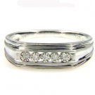 .08ct Diamond Mens Ring Wedding Band Sterling Silver