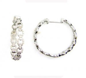 Genuine 1.00ct Diamond Hoop Earrings Sterling Silver