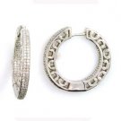 Natural 1.00ct Diamond Hoop Earrings Sterling Silver