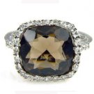 Genuine .25ct Diamond & Smoky Quartz Ring 10KT White Gold