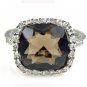 Genuine .25ct Diamond & Smoky Quartz Ring 10KT White Gold