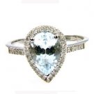 Natural 2.05ct Aquamarine Diamond Ring 14KT White Gold