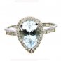 Natural 2.05ct Aquamarine Diamond Ring 14KT White Gold