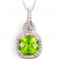 Natural 2.62ct Peridot Diamond Pendant 10KT White Gold