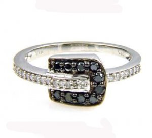 Genuine Black Diamond Diamond Ring 10KT White Gold
