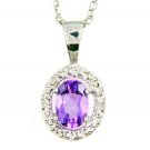 Genuine .46ct Amethyst Diamond Pendant 10KT White Gold