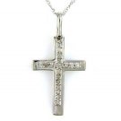 Natural .10ct Diamond Cross Pendant 10KT White Gold