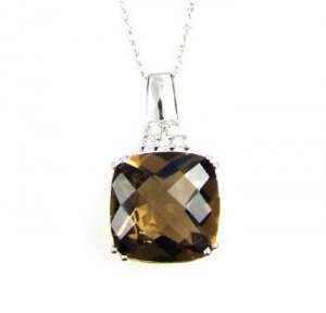 Natural 4.53ct Quartz Diamond Pendant 10KT White Gold