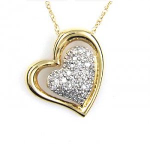 .25ct Diamond Heart Love Pendant 14KT Yellow Gold