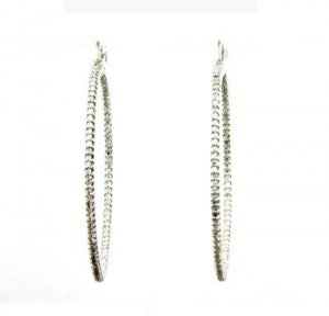 Natural .46ct Diamond Hoop Earrings 14KT White Gold