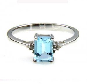 Natural 1.01ct Blue Topaz Diamond Ring Sterling Silver