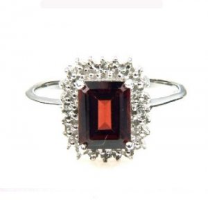 Genuine 1.66ct Garnet Diamond Ring Sterling Silver