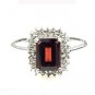 Genuine 1.66ct Garnet Diamond Ring Sterling Silver