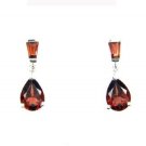 Genuine 1.20ct Garnet Dangle Earrings Sterling Silver