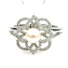 .28ct Fresh Water Pearl Diamond Ring 14KT White Gold