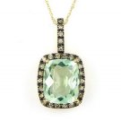 Green Amethyst Prasiolite Pendant 10KT Yellow Gold