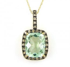 Green Amethyst Prasiolite Pendant 10KT Yellow Gold