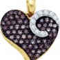 0.75CT DIAMOND LADIES Chocolate HEART PENDANT...10k Gold