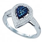 0.25CTW BLUE DIAMOND PEAR RING...10K WHITE GOLD