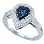 0.25CTW BLUE DIAMOND PEAR RING...10K WHITE GOLD
