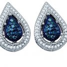 0.40CTW BLUE DIAMOND FASHION EARRINGS Studs...10k white gold