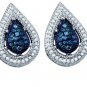 0.40CTW BLUE DIAMOND FASHION EARRINGS Studs...10k white gold