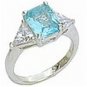 Emerald / Trillion Cut Aqua CZ Ring