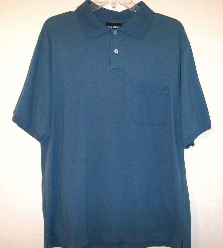 Puritan Polo Shirt size Large 42-44 blue short sleeve men