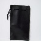 Pouch draw string faux leather pleather black bag new