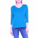 St John's Bay 3/4 Sleeve Tee t-shirt women's size Medium Blue