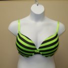 Push Up Neon Green & Black Striped Bra 40DD