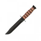 USMC Styled Fighter, Black Blade, Plain, w/Leather Sheath