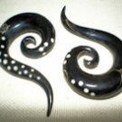 Black Horn Spirals w/ Paua Shell & White Bone Inlay