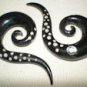 Black Horn Spirals w/ Paua Shell & White Bone Inlay
