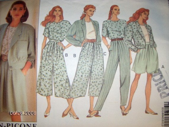 Butterick 5375 Todays Wardrobe Pattern Jacket, Top, Split Skirt and Pants Size 12 14 16 Uncut